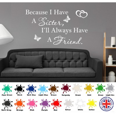 Sister Wall Sticker, Friend Quote, Wall Art Love, Best Friends Present Family   191119818949